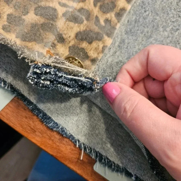 Unique Plus Size Oversized Animal Print Distressed Blue Denim Crop Jacket - NWT - Picture 14 of 14